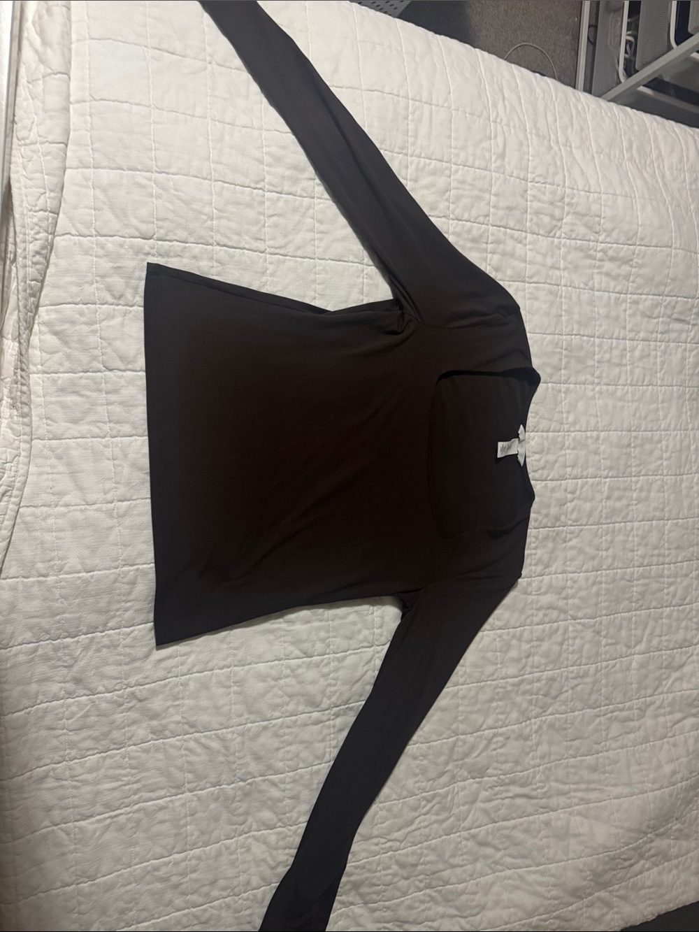 Women's Dark Brown Long-Sleeve Square Neck Top